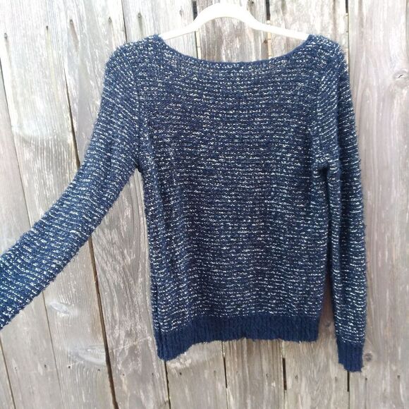 Joie size XS knit sweater crew neck long sleeve navy blue textured - Picture 2 of 7